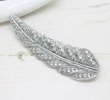 Stylish Vintage Charles Horner Staybrite Metal Feather BROOCH Pin Jewellery
