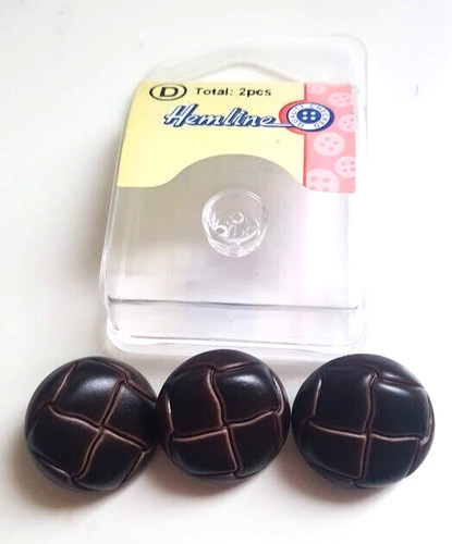 Brown leather look buttons - brown,