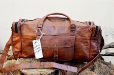 Leather Bag Travel Weekend Duffle Luggage Gym Duffel Holdall Genuine Men Sports