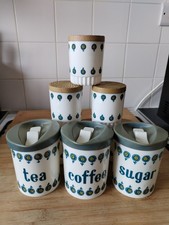 Rare!! Vintage Retro 60s Kingston Tea, Coffee Sugar 6 Spice Canisters Kitsch 