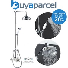 Victorian Traditional Thermostatic Shower Mixer Rigid Riser Kit Diverter Chrome