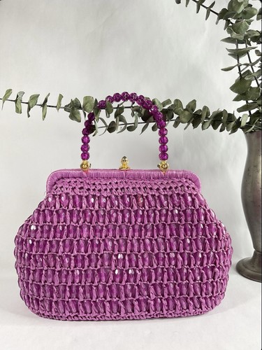 1950s 1960s purple raffia - purple,