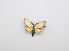 Vintage Norwegian Silver & Guilloche Enamel Butterfly Brooch Stamped 925