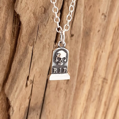 Tombstone skull pendant - tombstone,