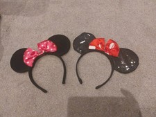 Ladies Girls Minnie Mouse Ears Bow Headband Mickey Mouse Disney Fancy Dress Uk