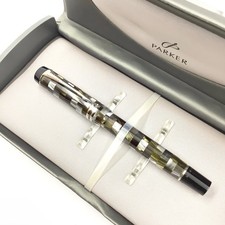 Parker duofold international ace olive check fountain pen, fine 18k gold nib