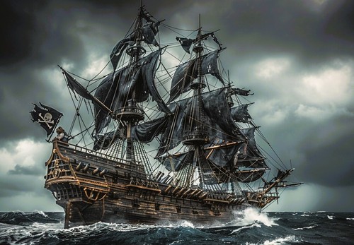 Pirate ship seascape canvas - pirate,