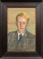 Flossie Ivy Louise De Verley : Portrait of a Man, signed charcoal and chalk