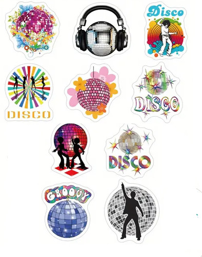 50pcs disco themed stickers - 50pcs,