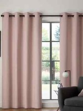 Next Pink BLUSH 100% COTTON, blackout, THERMAL eyelet curtains, W 117 DROP 182cm