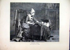 Original Old Antique Print