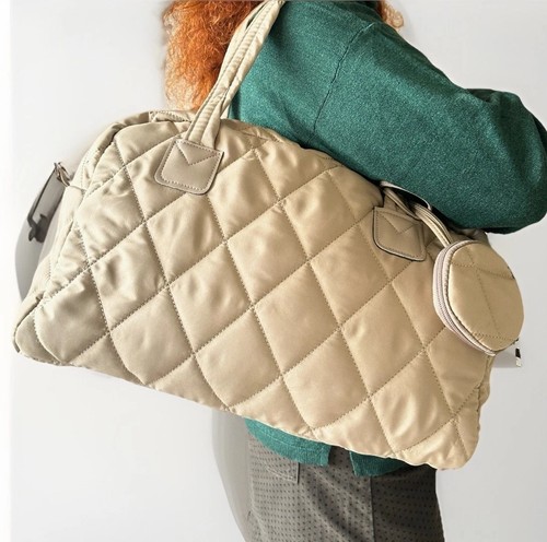Beige padded puffer shoulder - beige,