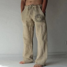 Mens Cotton Linen Harem Pants