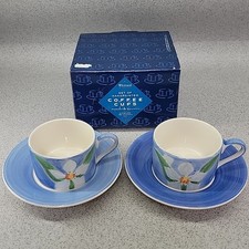 Paor Of Whittard of Chelsea Floral Design Coffee Tea Cups & Saucers New Boxed