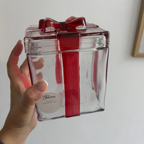 Red bow glass christmas - red,