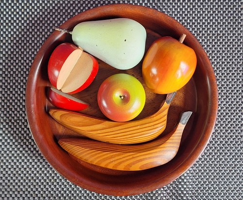 Hand turned painted wooden - &,