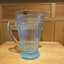 Art Deco EAPG Depression Glass Pale Turquoise Blue Lemonade Jug Pitcher