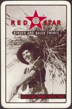 Playing Cards Single Card Old RED STAR BINDER BALER TWINE Advertising FARM GIRL 