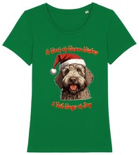 Womens Labradoodle Christmas T-Shirt Santa Dog Lover Woof Wishes Gift Puppy Dogs