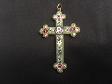 Vintage Italian Micro Mosaic Cross Pendant