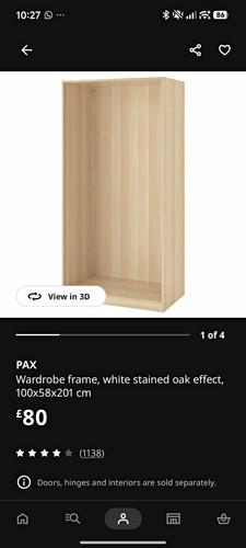 Ikea pax wardrobe frame white - pax, frame,