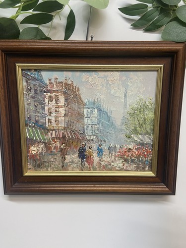 Vintage parisian oil canvas - on,