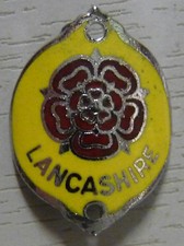 WALKING STICK BADGE WITH PINS - LANCASHIRE RED ROSE - BRASS CHROMIUM PLATED -NEW