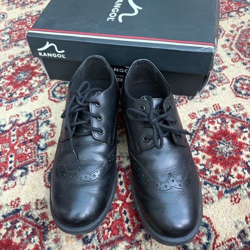 Kangol black leather lace - black, lace-up