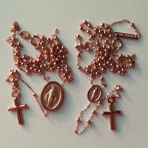 10ct 10k rose gold rosary - rose,