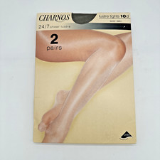 Vintage Charnos Tights 2 Pair Pack 24/7 All Day All Night  10 Denier Smoke Small