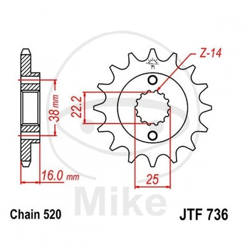 Sprocket z14 520 726 for - z14,