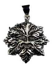 Silver Pendant Green Man 2.5cm