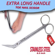 BeautyTrack Extra Long Toe Nail Scissors 6" Clippers Cutters Back Pain Chiropody