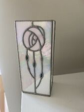 Art nouveau Rennie Mackintosh Style Iridescent Pearlescent Leaded Glass Vase 