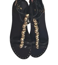 NEW Zara Black Leather Gold