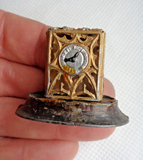 GENUINE VICTORIAN MINIATURE GILT METAL DOLLS HOUSE GOTHIC MANTEL CLOCK