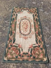 Antique French Aubusson Floral Wool Rug 96x45cm