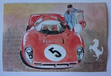 FERRARI 330 P4 orig 1983 Watercolour Painting Postcard 'Maranello Sunrise'