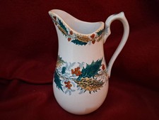 Antique Victorian Staffordshire Christmas Holly Leaves & Berries Jug W Lowe 20cm