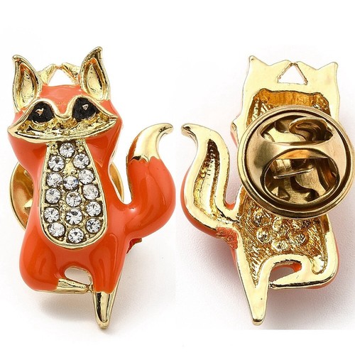 Fox brooch lapel pin enamel - fox,