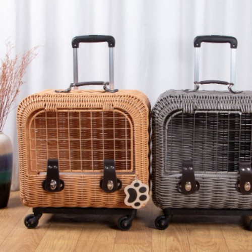 Wicker feline carrier woven - wicker,