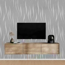Silver Grey 3D Damask Wave