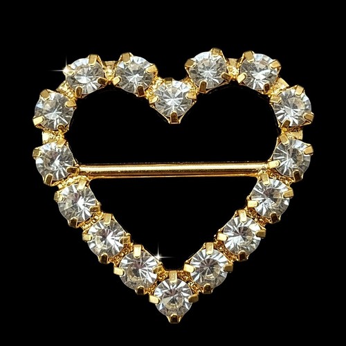 Rhinestone buckles heart - rhinestone, gold