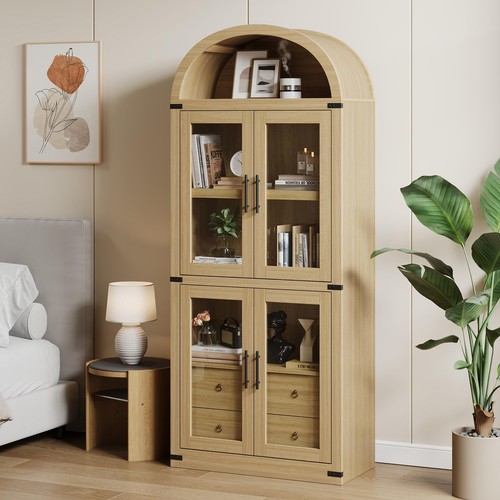 Arched bookshelf doors - bookshelf, w/doors