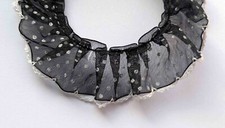 26M Black White Dot Mesh Trim Pleated Ruffle Frill Lace Edge Sewing Dress