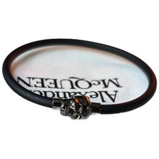 Alexander McQueen Men's Knuckle Skull Rubber Cord Bracelet Silver (Size M)NEW