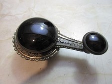 Antique servants bell pull lever, brass and black glass, spares or repair.