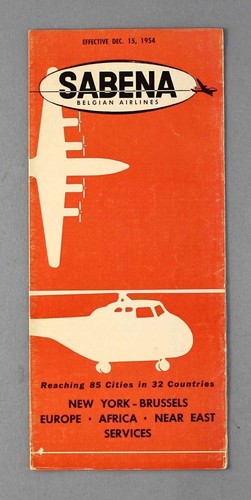 Sabena december 1954 airline - sabena,
