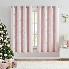 1 Pair Lavender Pink and Gold Blackout Curtains 63" Length 80% Baby Girl Nursery