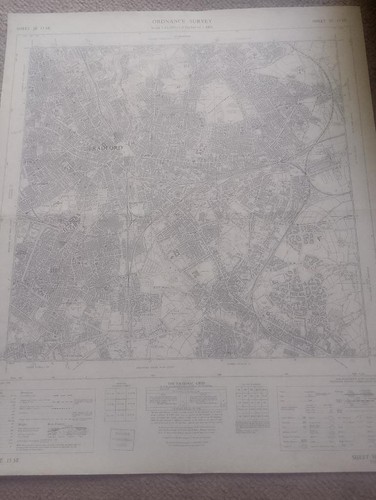 Vintage map inch bradford - os,